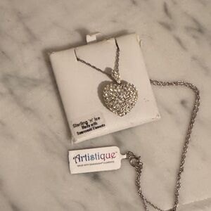 Sterling Silver Heart Necklace with Swarovski Crystals
